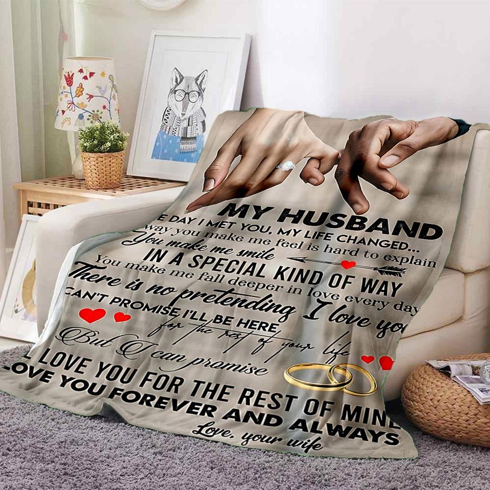 1pc Romantic Messages from Wife Blanket - Perfect Gift for Birthdays, Christmas & Halloween- Soft, Warm & Versatile yy250909108
