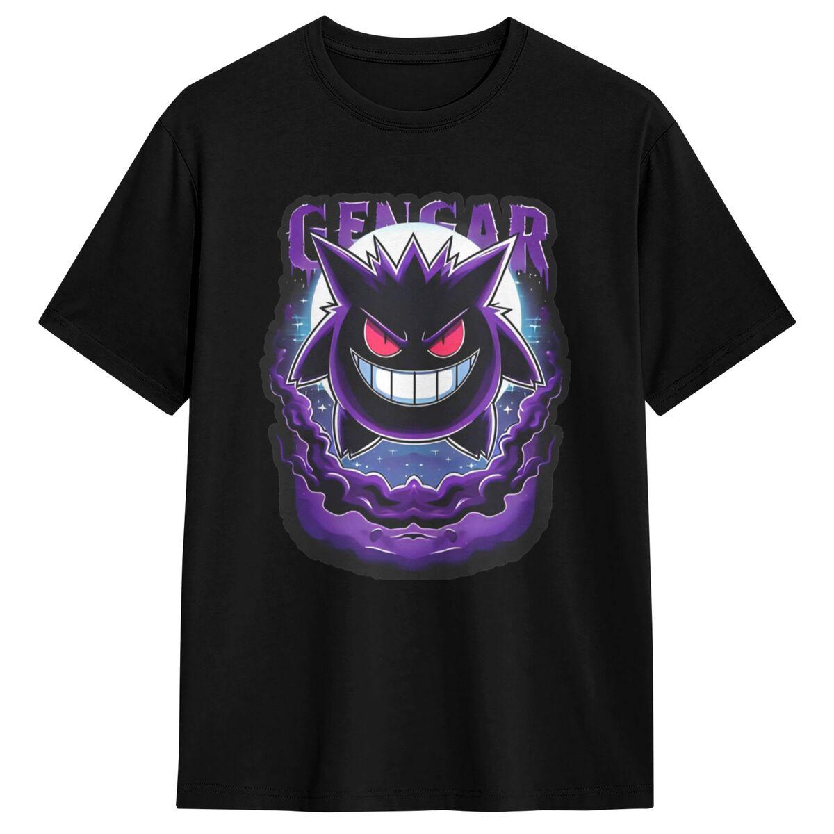 Футболка Pokemon Gengar Большое Лицо Пляжная Уличная Одежда Футболки Хлопок Трендовая Футболка Для Взрослых С Короткими Рукавами Узор Одежда S