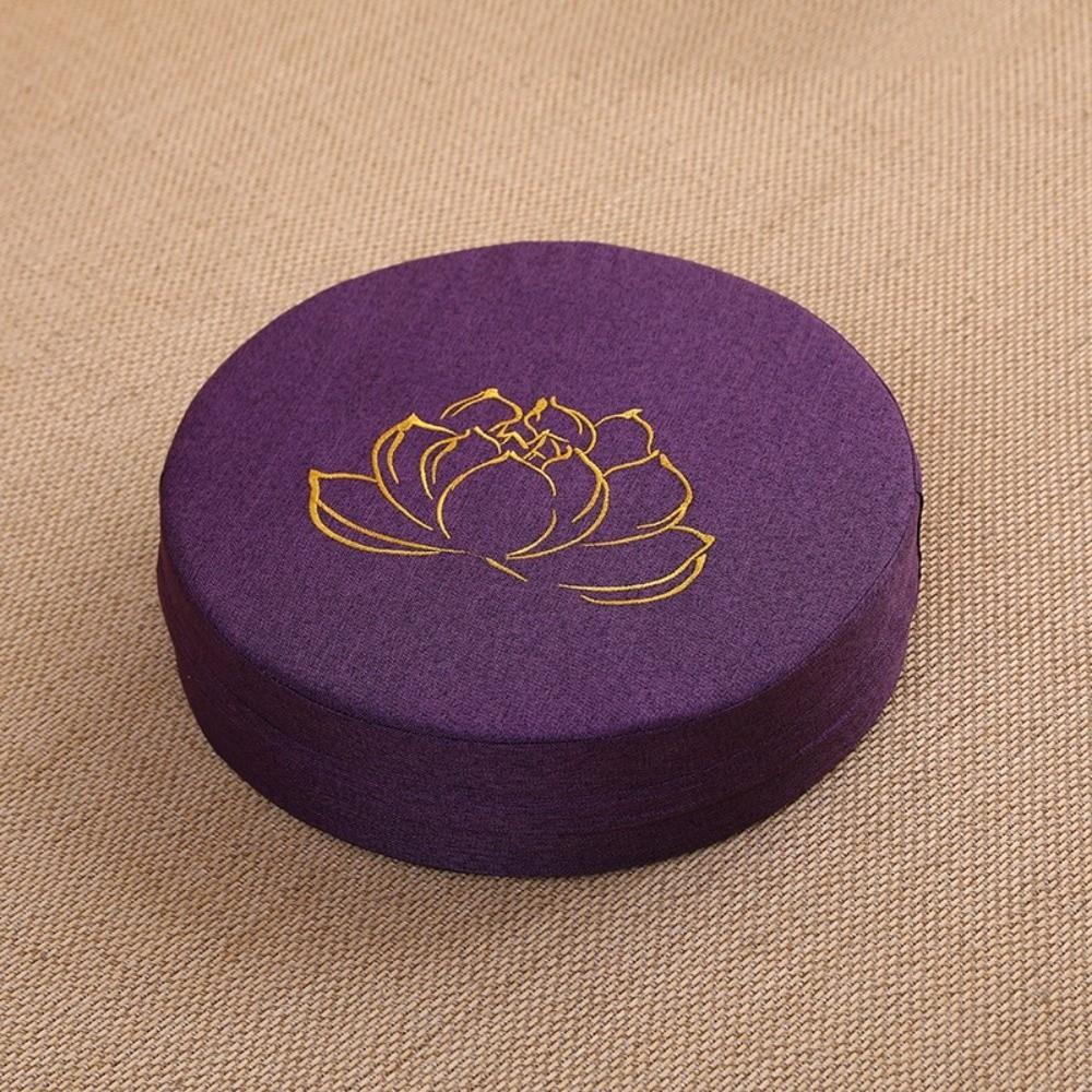 New Lotus Embroidered Yoga Meditation Cushion Washable Round Backrest Pillow Removable Cover Thickening Fill Linen Futon Cushion