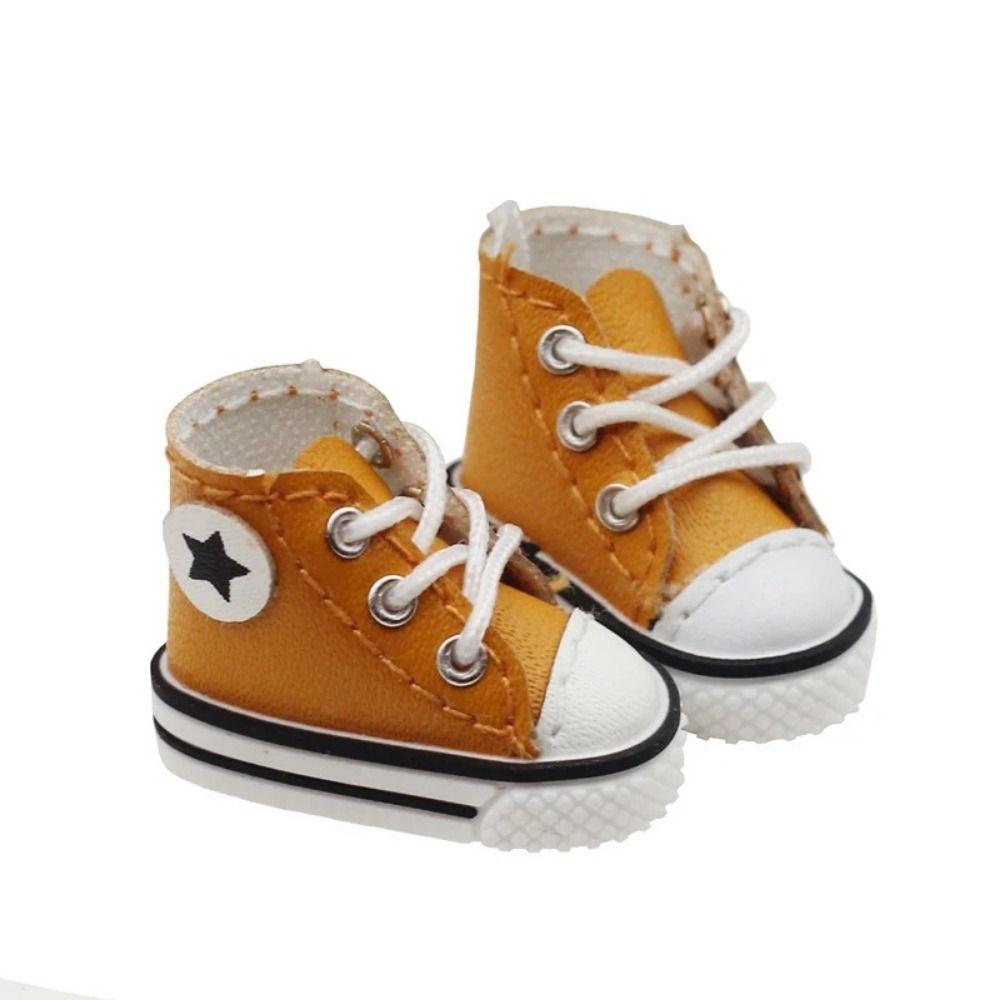 

1 пара кожаных кукольных туфель Star Dolls Shoes High-top Canvas Doll Shoes 1/12 BJD оранжевый