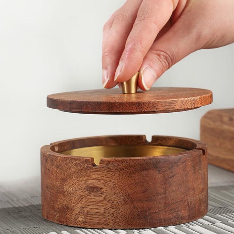 Walnut Wood Ashtray with Lid
