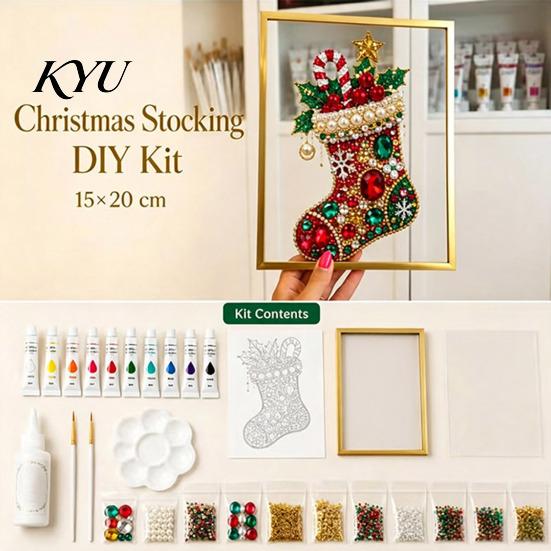 Kreatives Weihnachtsgeschenk für die Familie DIY Falscher Kristall Perlenmalerei Baum Set, Funkelndes Feiertags Künstlerisches Edelstein Set Bastelset, 3D Edelsteinperlen