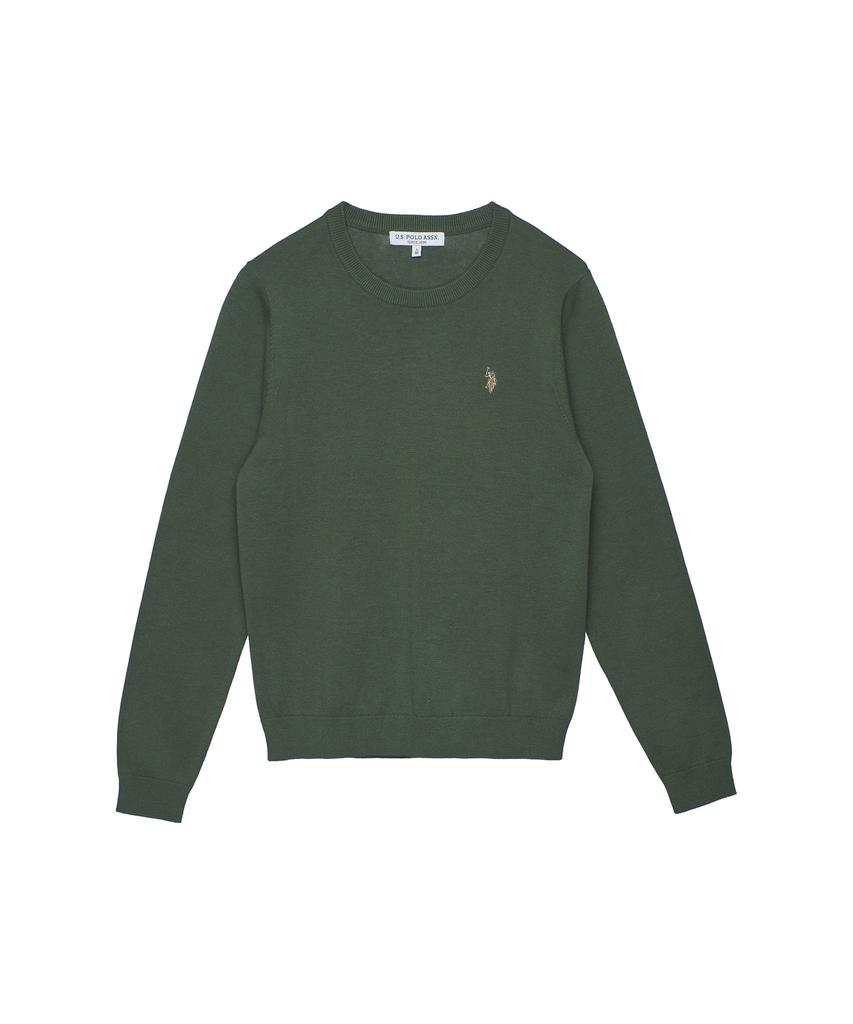 USPOLOASSN 100% Cotton Long Sleeve Round Knit_Khaki