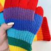 Rainbow Color Striped Knitted Gloves Winter Full Finger Mitten Thicken Warm Christmas Harajuku Gloves for Girlfriend