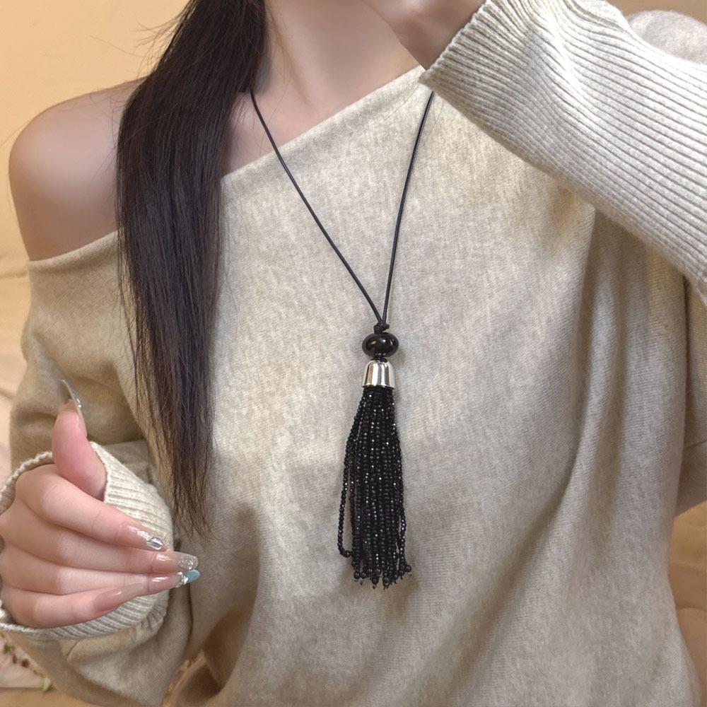Lange Kordel Anhänger Halsketten Stein Runde Perle Pullover Kette Party Schmuck Geschenk