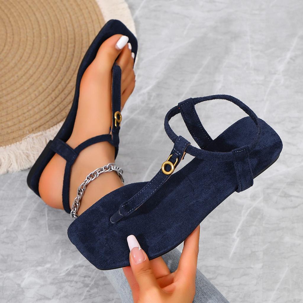 New Fashion Flat Sandals Summer Outdoor Beach Vacation Leisure Shoes Comfortable Flip Flops Slide Sandals With Metal Sandalias