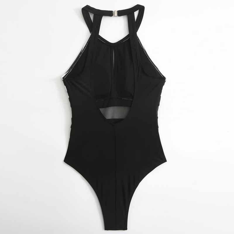 Spring and Summer European and American Fashion Sexy Striped Printed Mesh One-piece Swimsuit Women's Bikini Swimsuit