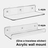 Clear Acrylic Rack For Wall L/U-Shaped Punch-Free Wall Board Storage Bathroom Kitchen Living Room Wall Display Rack Organizer
