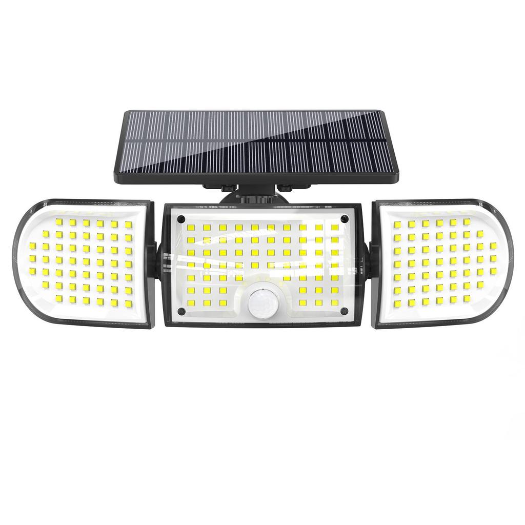 Solare Halbkreis 160LED Dreikopf-Wandleuchte mit Bewegungssensor, IP65 Außenbereich Sicherheit