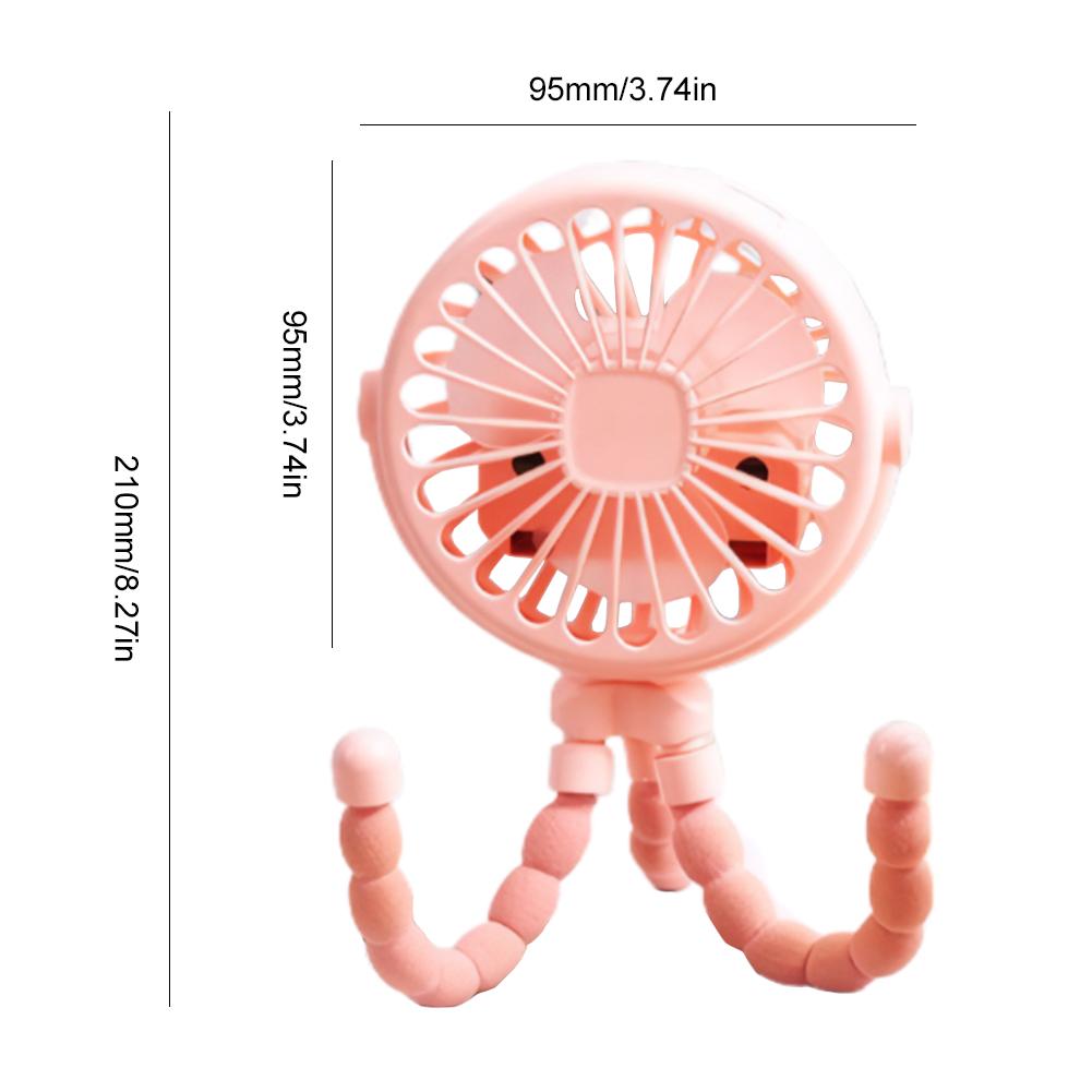 Baby Stroller Fan 3 Speeds Portable Fan with Night Light Personal Fan Rechargeable for Stroller Car Seat Treadmill Camping