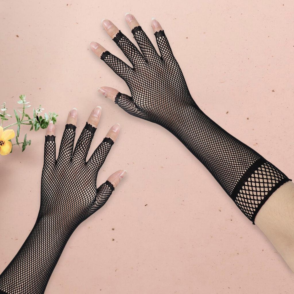 Fishnet Gloves Nightclub Dancing Gloves Christmas Party Supply Half Finger Stretchy Gloves for Concert Operas