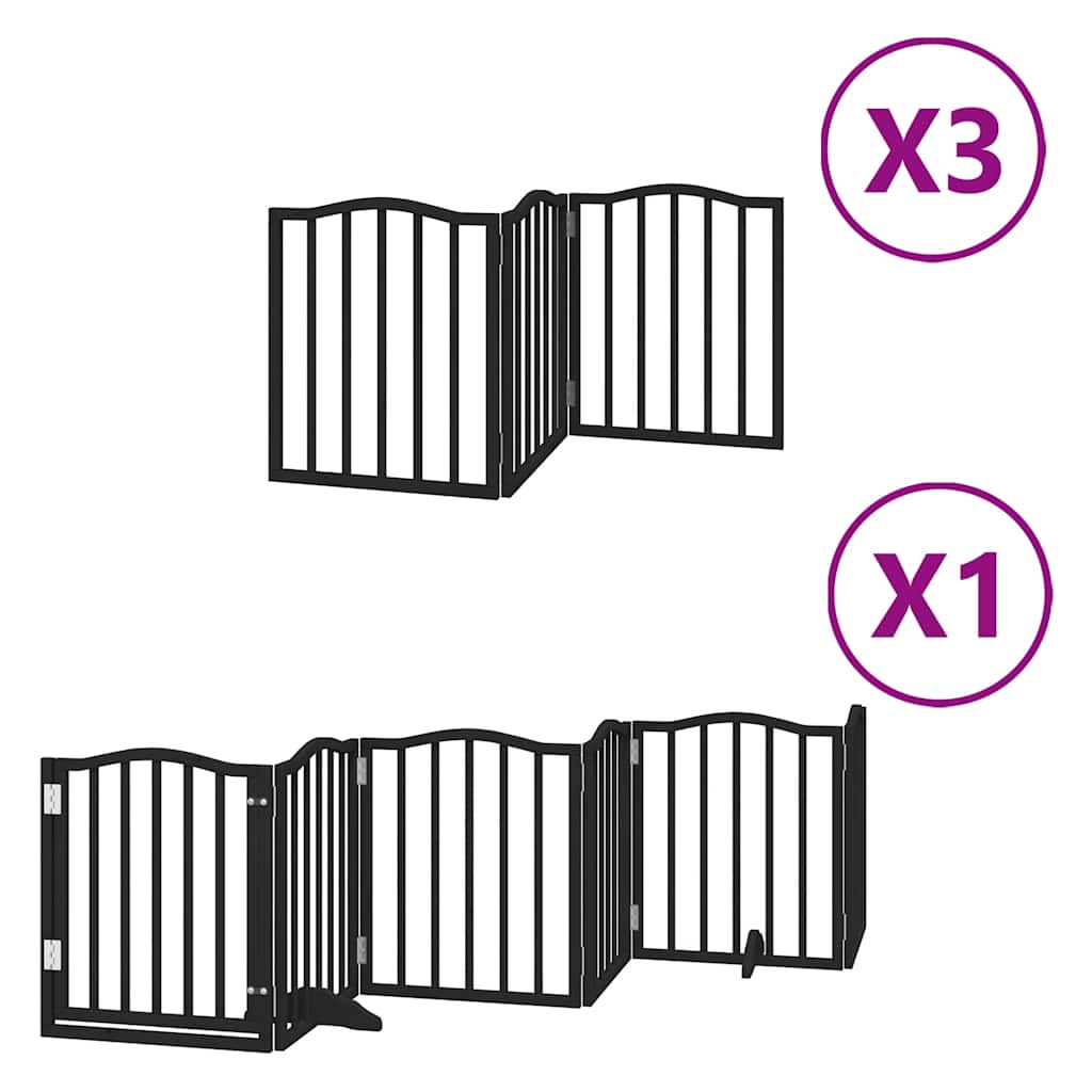15 Piece Foldable Black Dog Gate 750 cm Poplar Wood