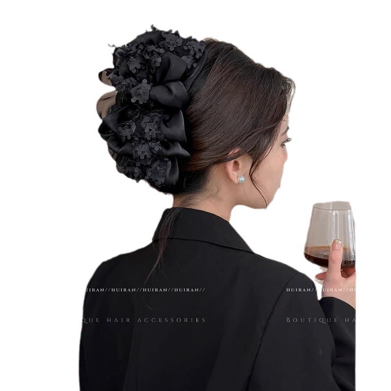 Elegant Multi-Layer Floral Bow Hair Clip for Women – Updo & Face-Slimming Shark Clip Headwear