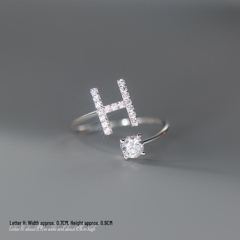 Women's Alphabet Rings: Unique Japanese and Korean Style, Plain Band, Open Design for Index Finger.