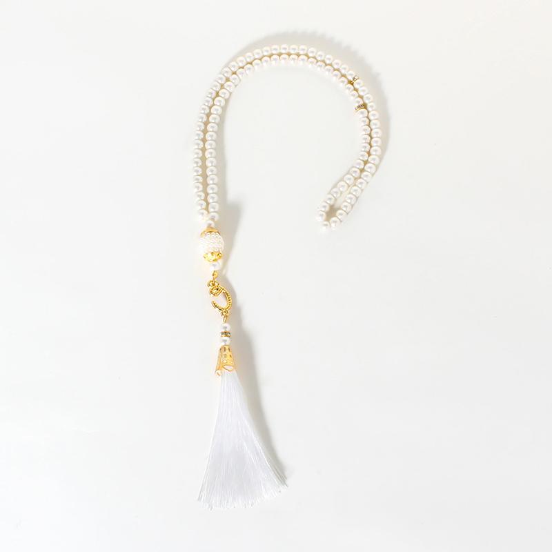 Pearl Prayer Beads Necklace Jewelry Long Tassel Clothes Pandent Accessories