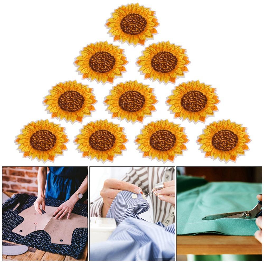 20pcs Yellow Sunflower Pattern Embroidered Patches Sew On Patch  Clothes Decoration