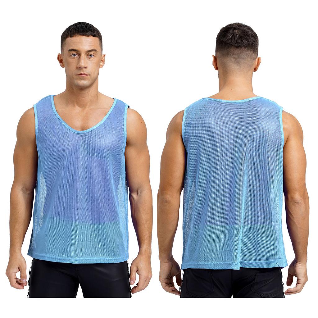 Gilet d'entraînement en maille ajourée pour homme Sport d'équipe Col rond Sans manches Débardeur Musculation Clubwear Tenue de plage