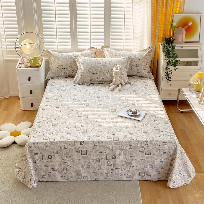 Floral Printed Bed Sheet Set Roses Design Bed Sheets Soft Breathable Fabric Flat Sheet with Pillowcases Queen Size Bedding Set