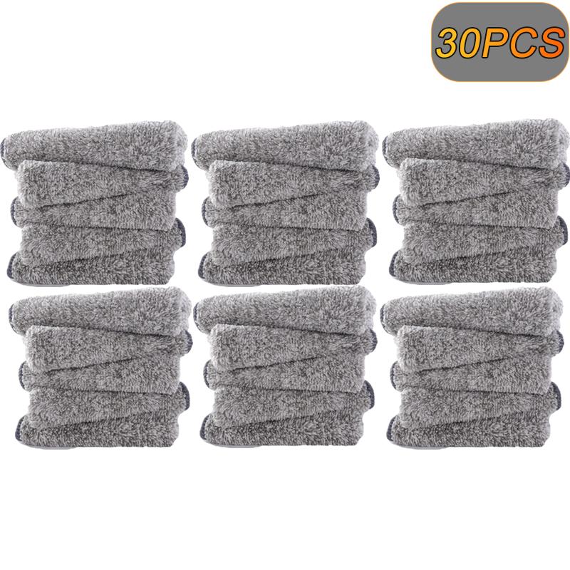 Bamboo Charcoal Fiber Cleaning Cloth Rags Non-Stick Oil Water Absorption Washing Kitchen Towel Household Cleaning Wiping Tools
