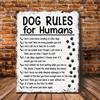 Funny Dog Rules for Humans Metal Wall Art with Wooden Frame    Humorous Canvas Sign Perfect Home  Office Decor Gift for Do