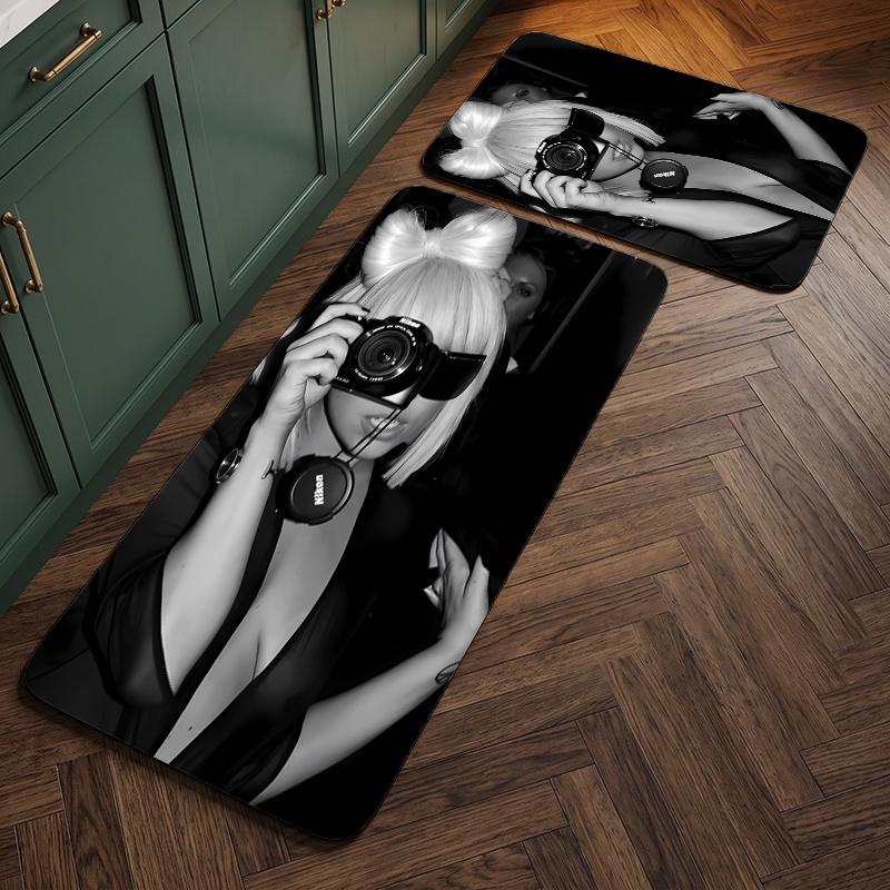 Lady Gaga (23) Flannel Kitchen Mat Soft Anti-Slip Kitchen Floor Runner Rug Kitchen Rug for Home Kitchen Decor