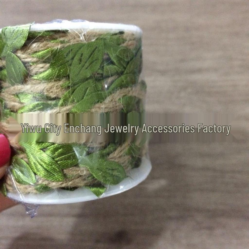 Rustic Forest Style Hemp Rope Decor with Rattan and Green Leaf Braiding