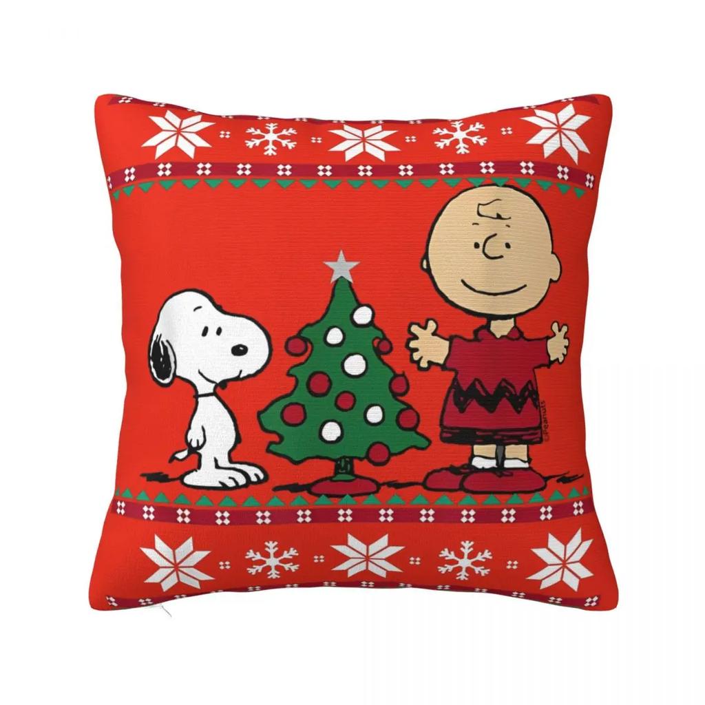 Holiday Snoopy Woodstock Stocking Pillow Case Cushion Cover Polyester Pillow Cover Cute Fun Pillowcases For Living Room Chair