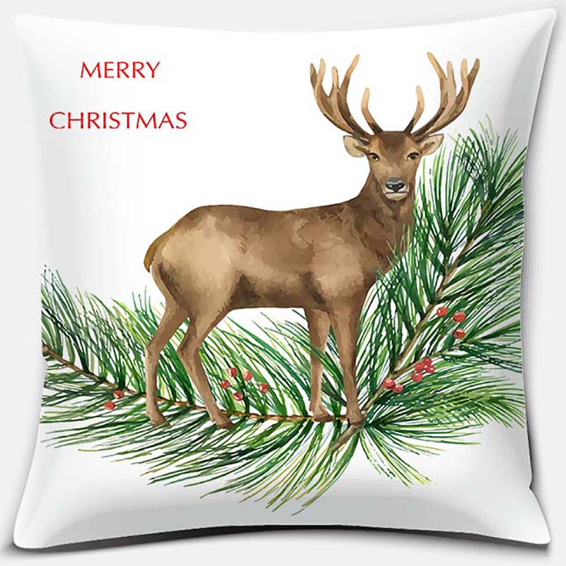 Christmas Deer Pattern Pillowcase Square Pillowcase Home Office Decoration Pillowcase