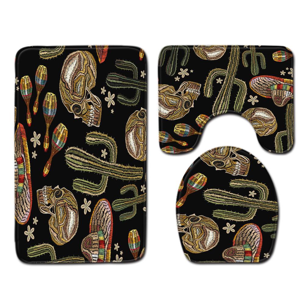 Toilet Three-Piece Floor Mat Bathroom Toilet Carpet Doormat