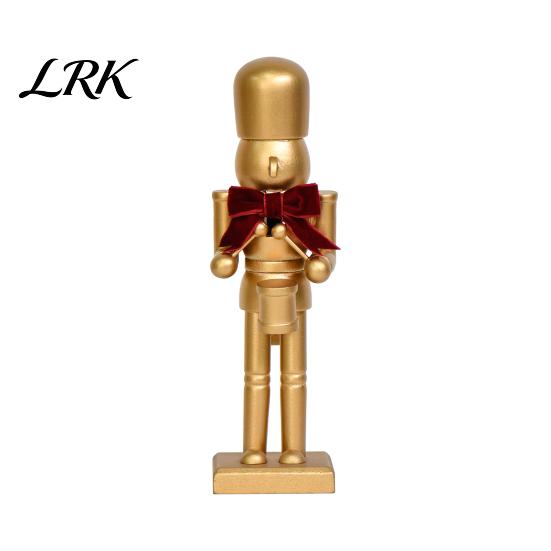 Decorative Wooden Soldier Statues Christmas Nutcracker Ornaments, Neutral Figures with Velvet Bow, DIY Festive Indoor Shop Display Ornaments Ornament