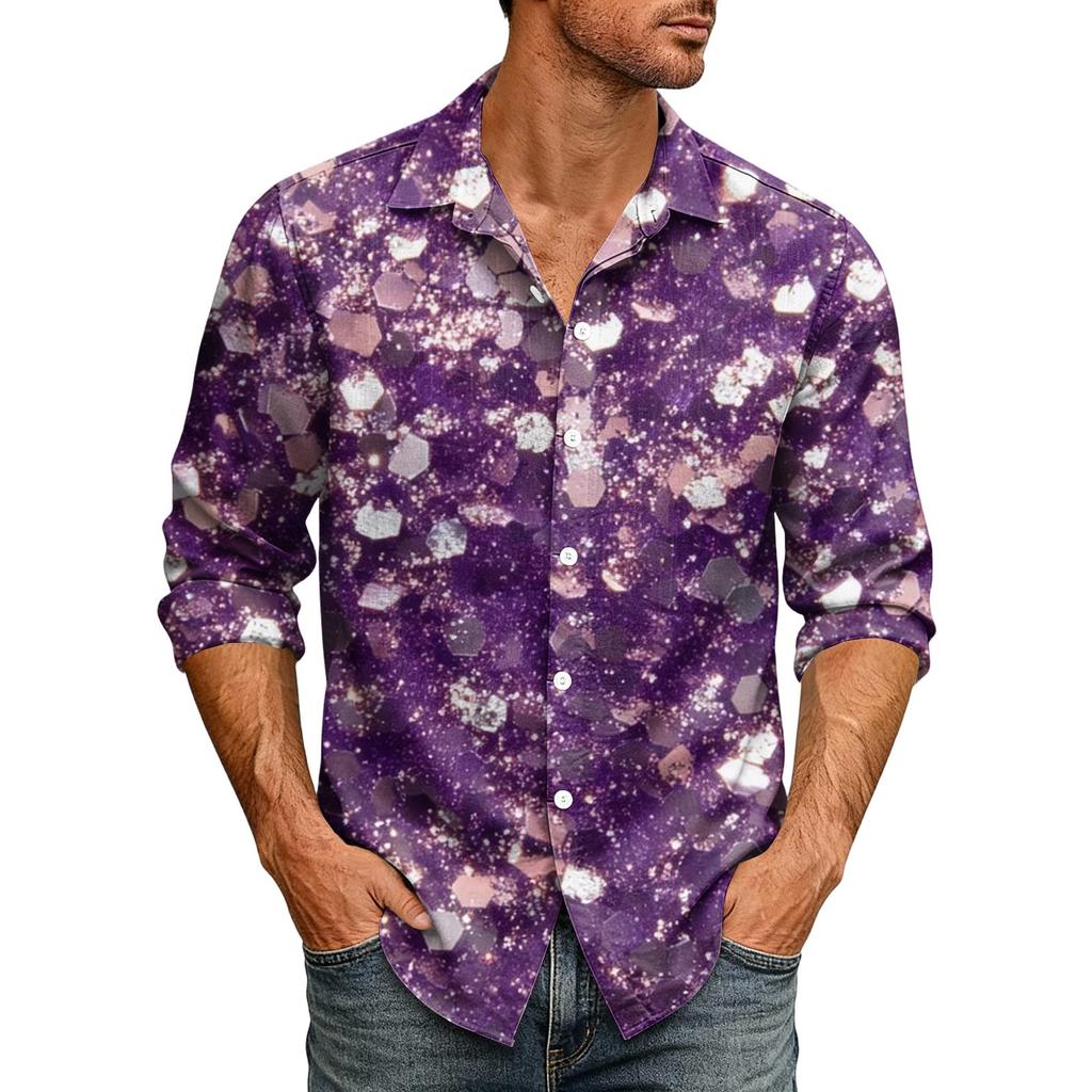 Hawaii Print - Men's Casual Long-Sleeved Shirt