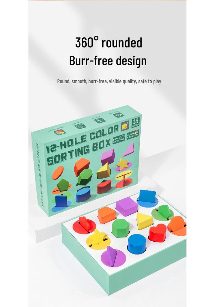 Montessori Baby Geometric Shapes Sorting Box for Ages 4-6 - Educational Color Matching & Cognitive Development Toy