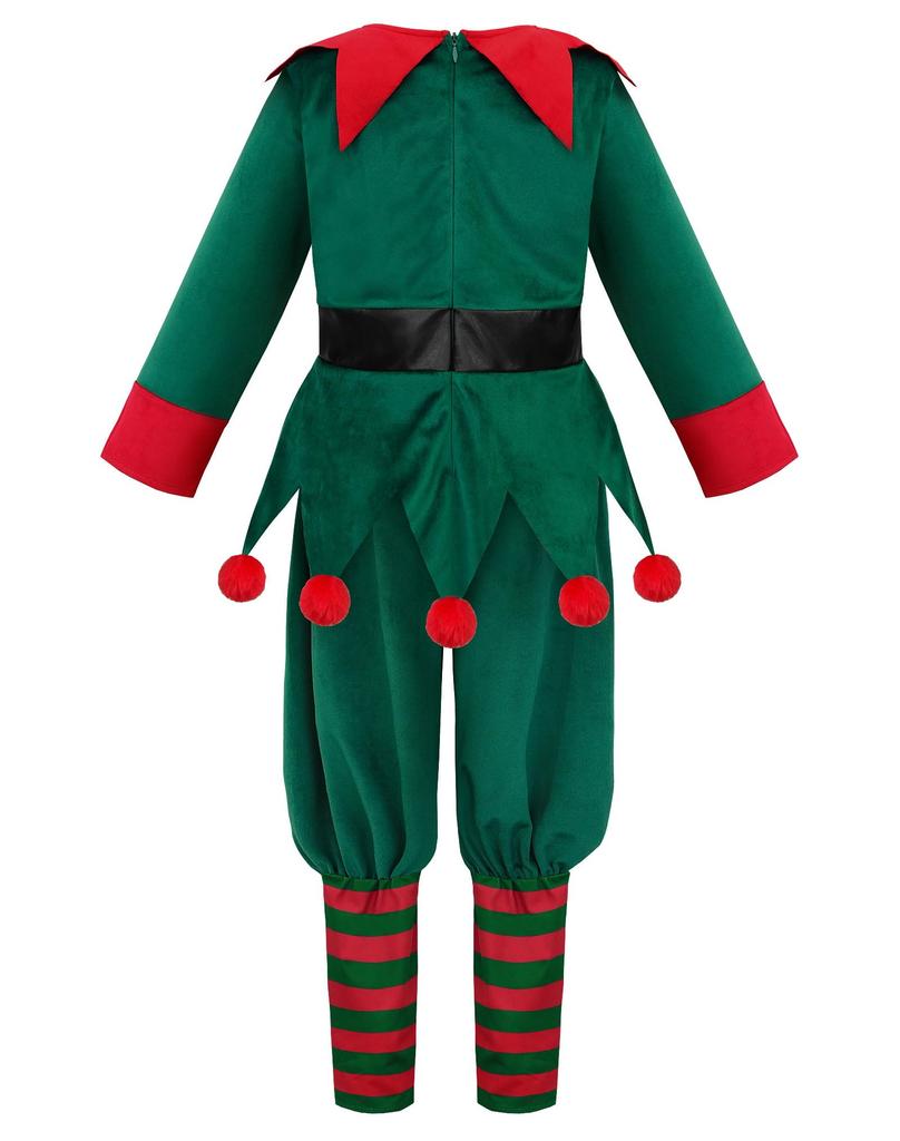 ReliBeauty Santa Claus Cosplay Costume for Girls and Christmas Elf Hat Red and Size 110 Kids, Boys, Set, Green,