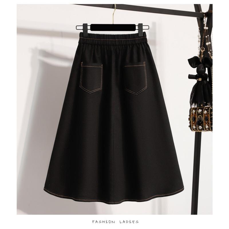 DIMANAF 2026 Plus Size Summer Skirts Women A-Line Cotton Fashion Lady Casual Elegant Long Skirt