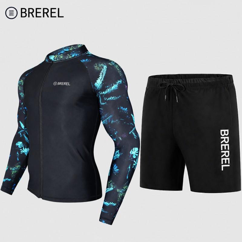 Herren UV-Schutz Rash Guard Set Langarm Schnelltrocknend Badeanzug Surfen Schnorcheln Tauchen Schwimmen