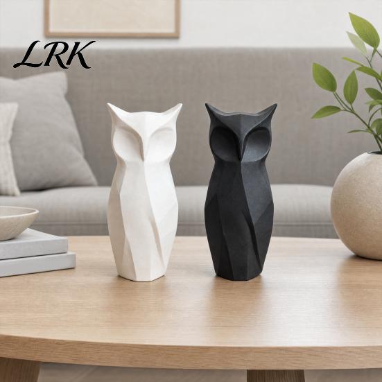 Abstract Owl Ornament 3D Printed Figurine, Modern Minimalist Geometric Home Office Statue Statue, Decorative Bird Sculpture for Decoration Animal