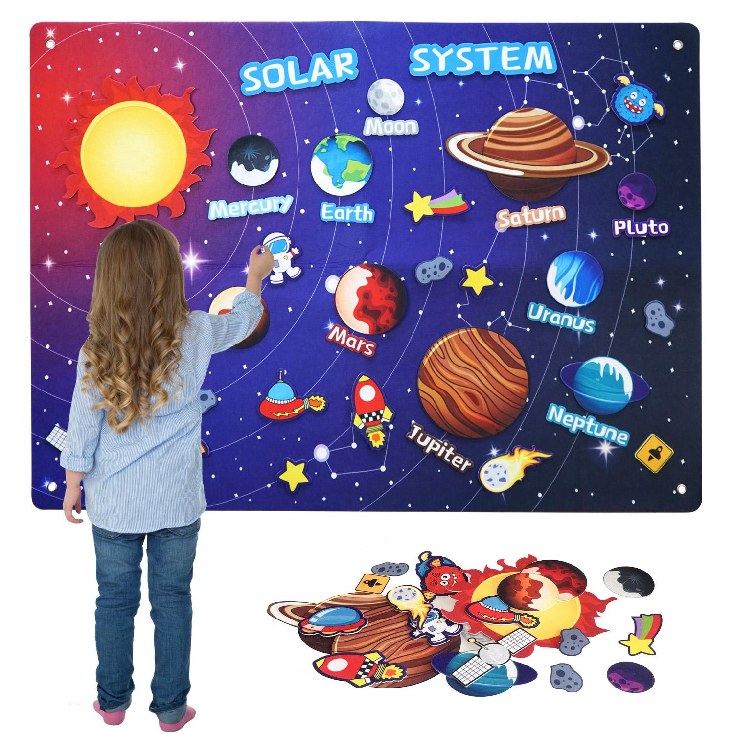 

41PCS Space Felt Story Board Set - 43 x29 Solar System Universe Toy, Hangable Early Learning Activity Kit разноцветный