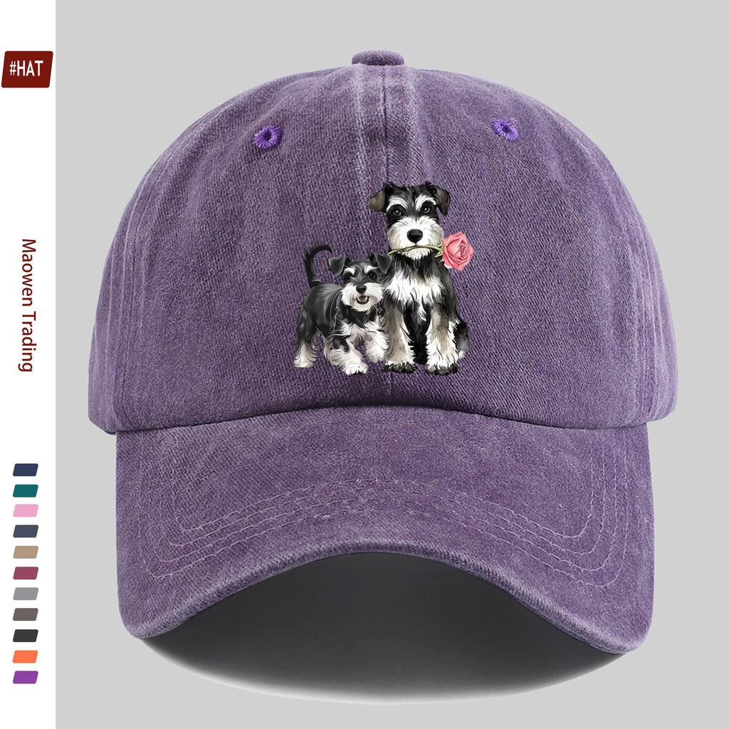 Pc Cute Schnauzer Pet Dog Pattern Printed Baseball Cap Unisex Sun Hat Multiple Colors Available Papa Hat Comfortable and Li