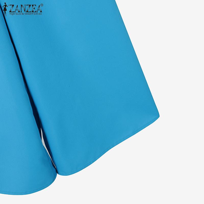 ZANZEA Damen Langarm Print Bluse und Hose Lässige Zweiteiler Anzugsets