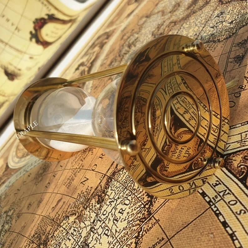 Golden Brass Handmade Nautical Hourglass