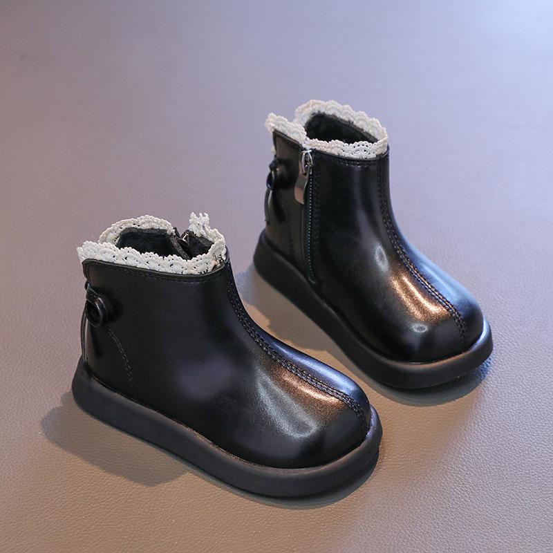 Girls boots winter white princess shoes children's short boots baby girl shoes velvet winter shoes little girl martin boots