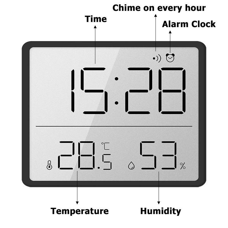 Multi-functional Magnetic Table Clock Mini Clock Alarm Clock With Date Temperature Hygrometer Wall Mounted LCD Digital Clock