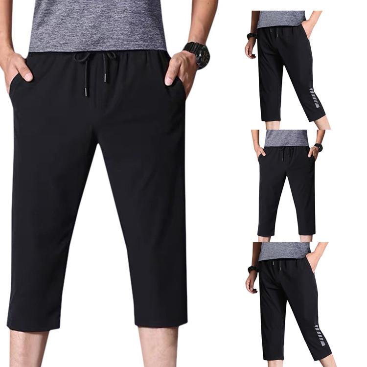 Buy Men Black Lace Up 3/4 Length Pants Male Casual Summer Sport Running
