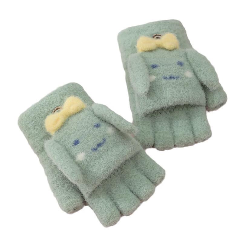 Children s Thick Plush Half-Finger Flip-Top Winter Gloves