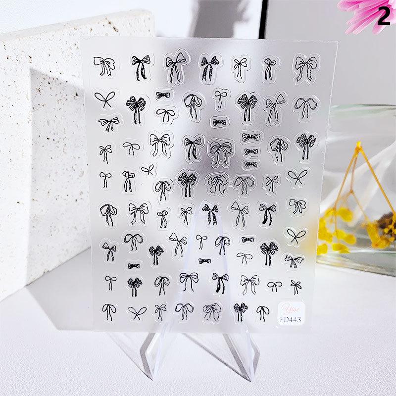 

5D Черный кружевной бант Рельефные наклейки для ногтей Стразы Украшения для ногтей Клейкие наклейки Слайдер Аксессуары для самостоятельного изготовления 2