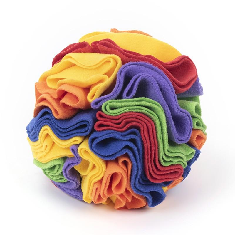 Colorful Soft Fleece Dog Snuffle Toy Snuffle Ball for Dogs Cats Smell Training Interactive Puzzle Hide and Seek Plush Dog Toy (iridescent,20*20cm)