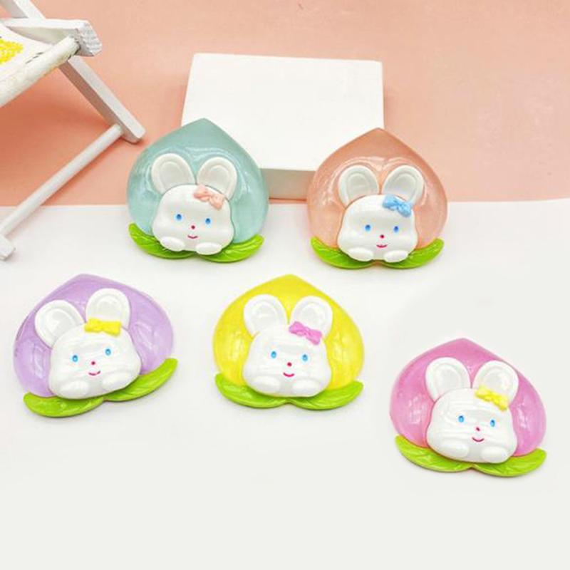 

1Pc Luminous Mini Rabbit Peach Resin Scrapbooking Craft Fit Phone Case Decor