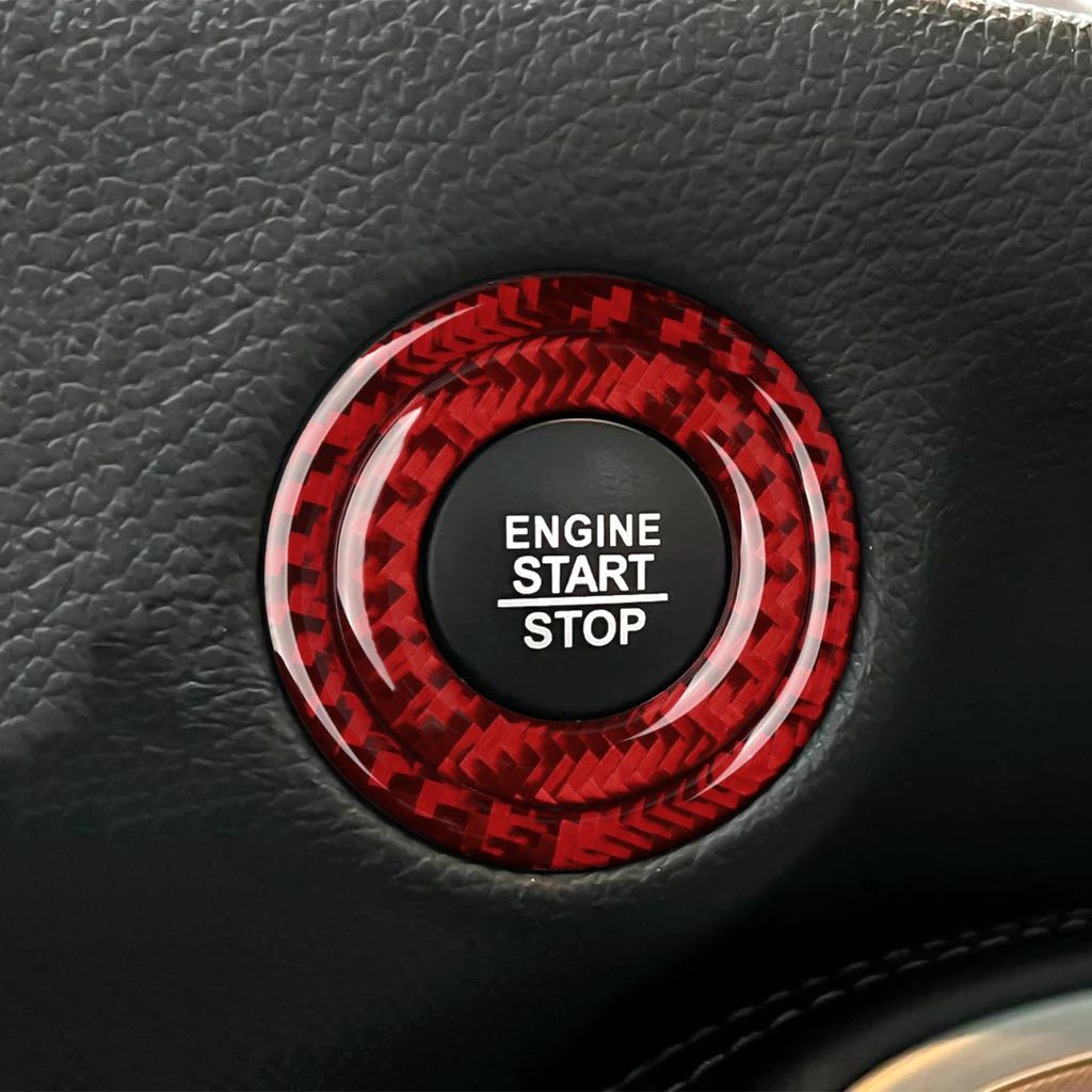Für Dodge Challenger 2015 2016 2017 2018 Zubehör Auto Motor Start Stop Taste Ring Carbon Fiber Trim