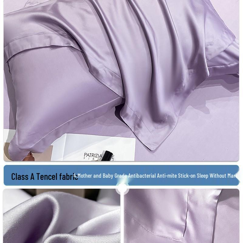 Set di Due Federe in Seta Tencel - Colore Unito per Uso Domestico o in Dormitorio