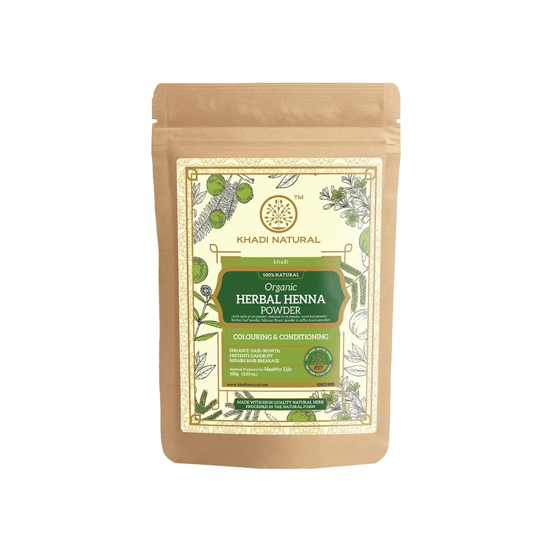 Khadi Natural Henna Organic Powder 75 gm Pack of 1 | Natural Hair Conditioning | Enhances Shine & Softness
